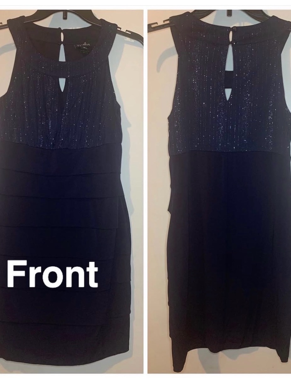 Enfocus Studio Navy Sparkle Keyhole Midi Dress